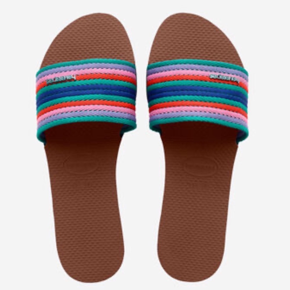 Havaianas You Malta Mix‎ Multi Stripe Slide Sandals Women 11/12 New!